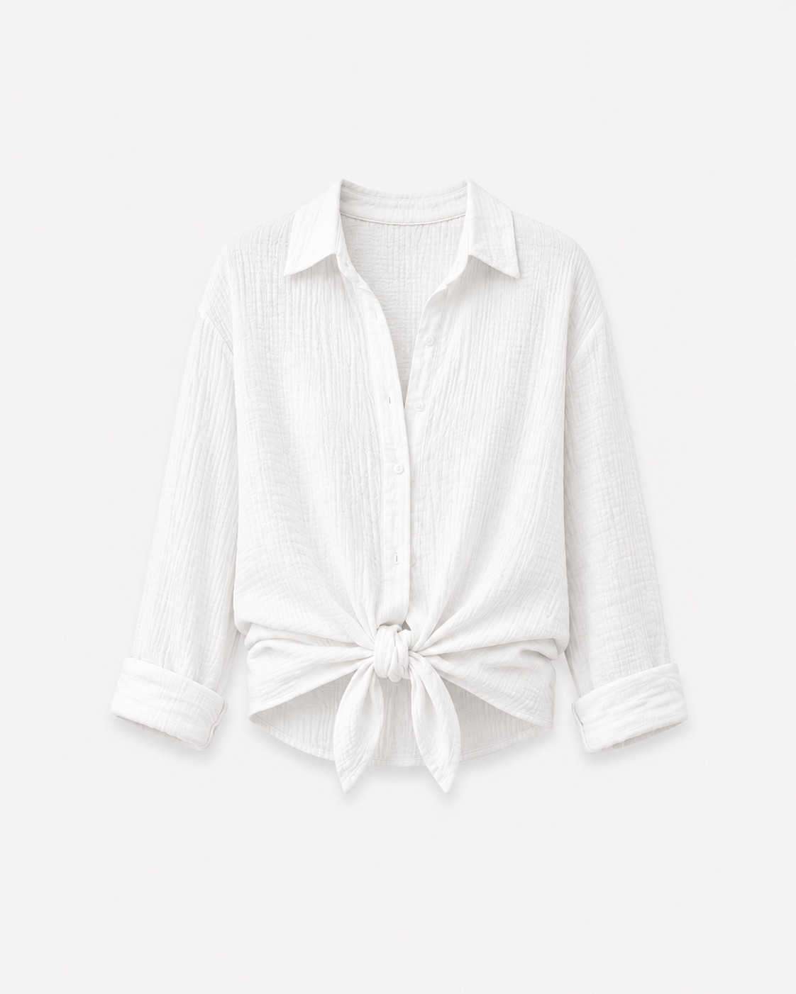 Plus Size White 100% Cotton Textured Blouse | SEISHIKI STUDIO