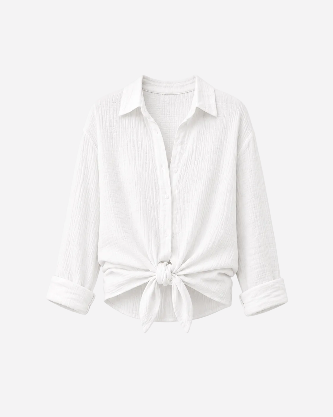 Plus Size White 100% Cotton Textured Blouse | SEISHIKI STUDIO