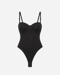 sleek bodysuit with cups and adjustable straps black | SEISHIKI STUDIO