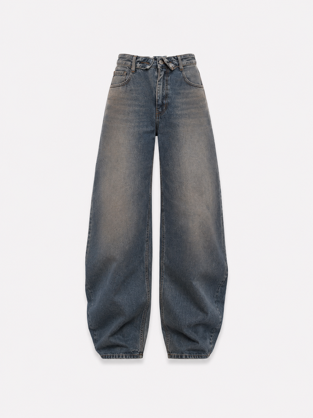 DIRTY WASH FOLDED TOP BARREL JEANS - INSEAM 80CM - LIGHT STRETCH | SEISHIKI STUDIO