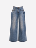 NON STRETCH SIDE FOLD SPLIT SPARKLE WIDE LEG JEANS - INSEAM 82CM | SEISHIKI STUDIO