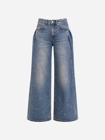 Non Stretch Side Fold Split Sparkle Wide Leg Jeans – Curvy Fit – Inseam 82cm | SEISHIKI STUDIO