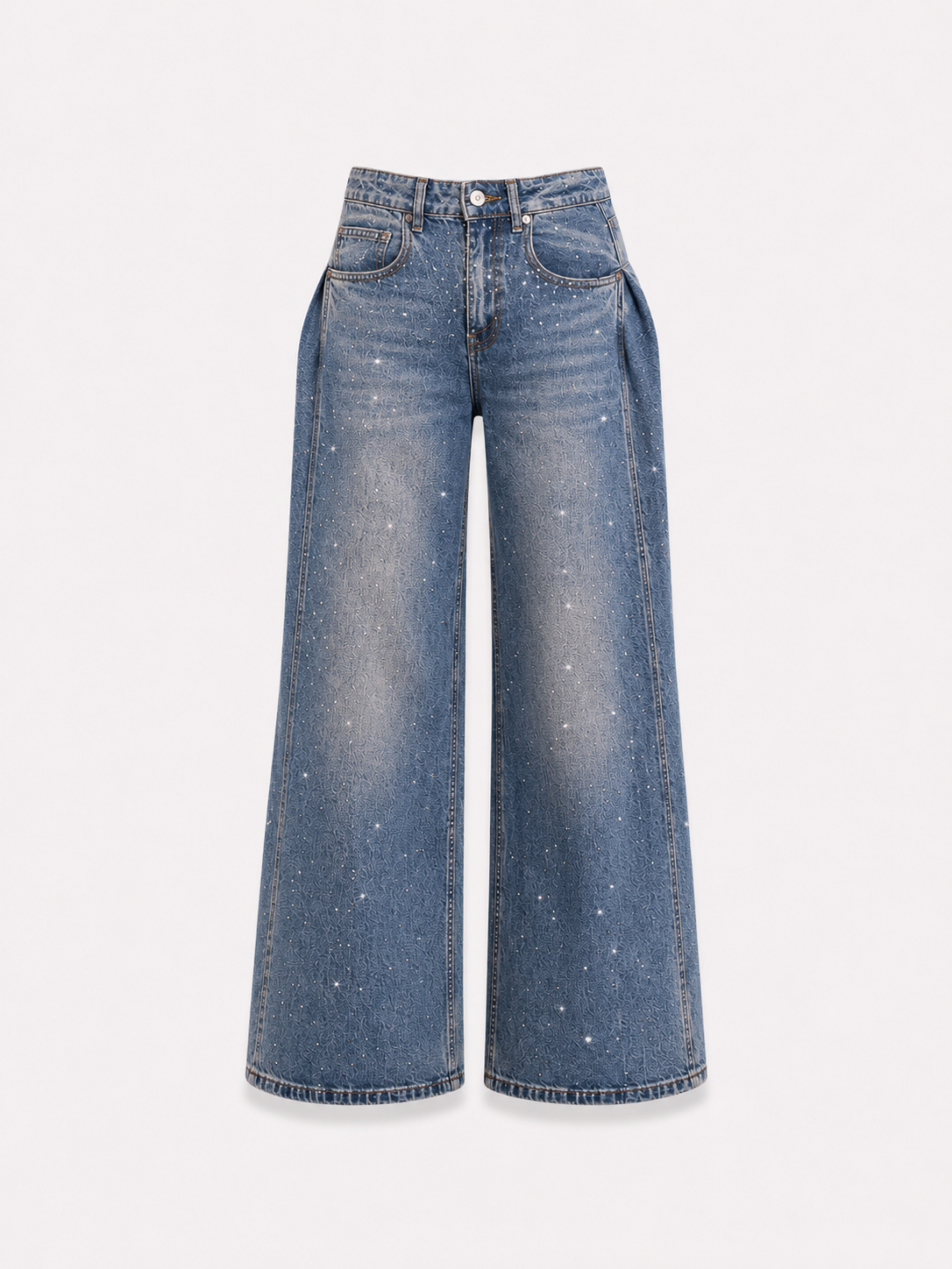 NON STRETCH SIDE FOLD SPLIT SPARKLE WIDE LEG JEANS - INSEAM 82CM | SEISHIKI STUDIO