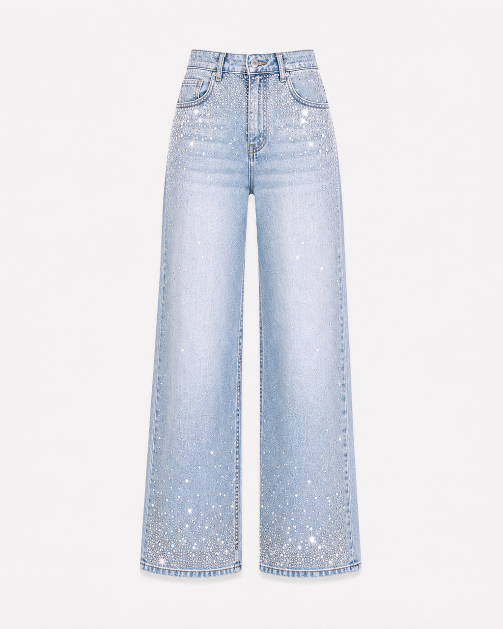 STRETCHY LIGHT WASH ALL OVER SPARKLE JEANS - INSEAM 80CM | SEISHIKI STUDIO