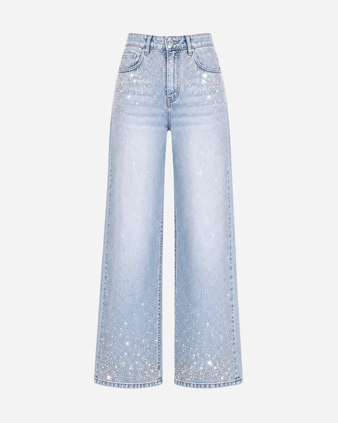 STRETCHY LIGHT WASH ALL OVER SPARKLE JEANS - INSEAM 80CM | SEISHIKI STUDIO