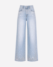STRETCHY LIGHT WASH ALL OVER SPARKLE JEANS - INSEAM 80CM | SEISHIKI STUDIO