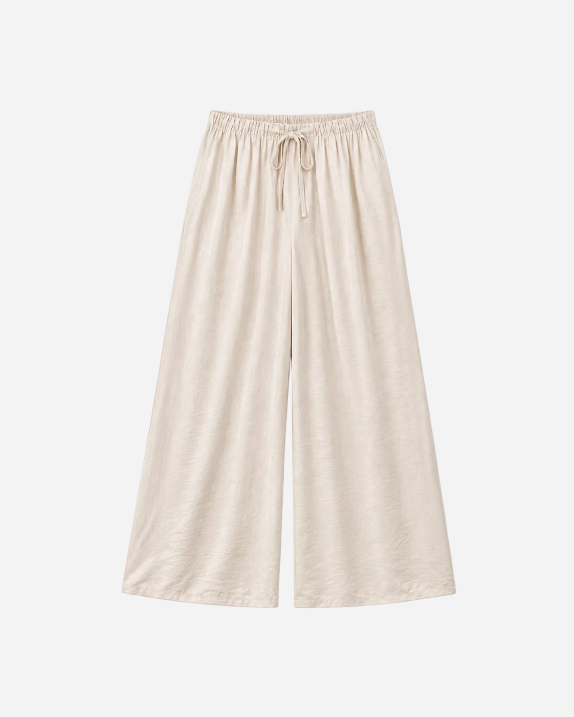 Flowy Drawstring Wide Leg Trousers Cream | SEISHIKI STUDIO