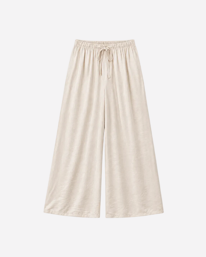 Flowy Drawstring Wide Leg Trousers Cream | SEISHIKI STUDIO