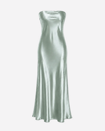 strapless silky dress green