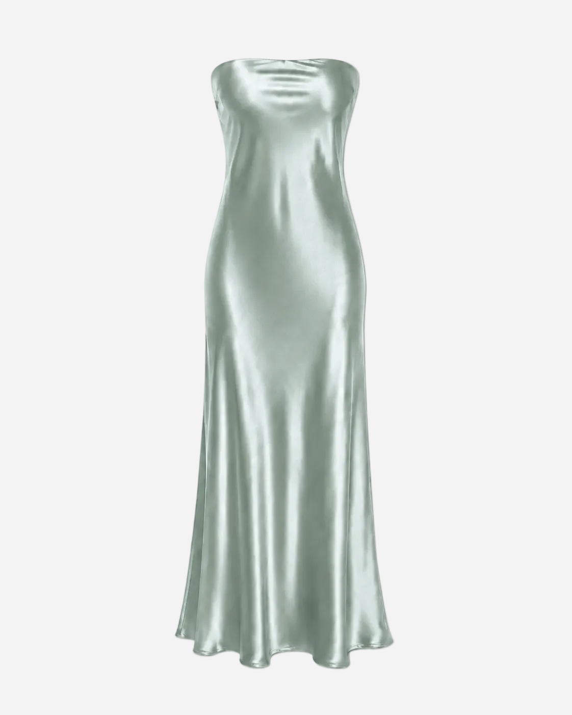 strapless silky dress green
