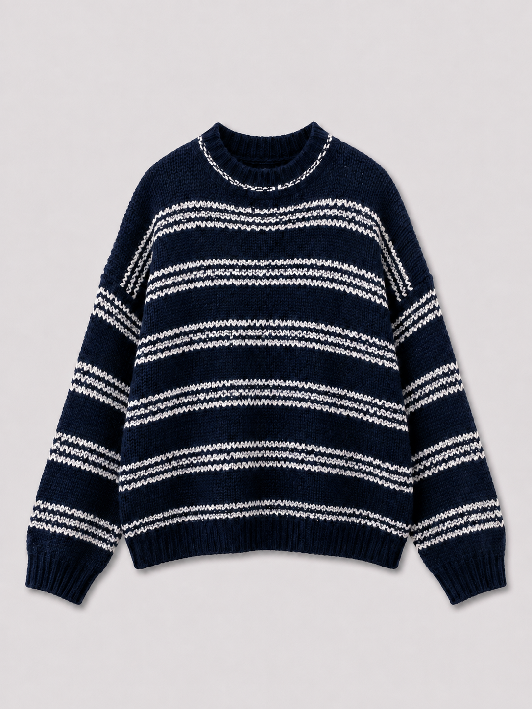 STRETCHY 3 STRIPE KNIT NAVY | SEISHIKI STUDIO