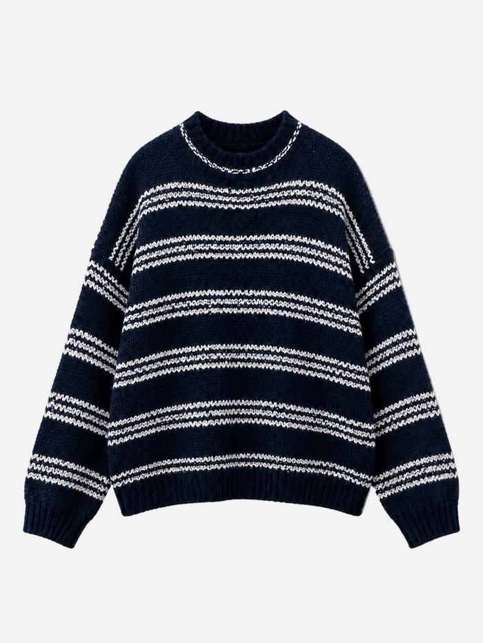 Stretchy 3 Stripe Knit Navy | SEISHIKI STUDIO