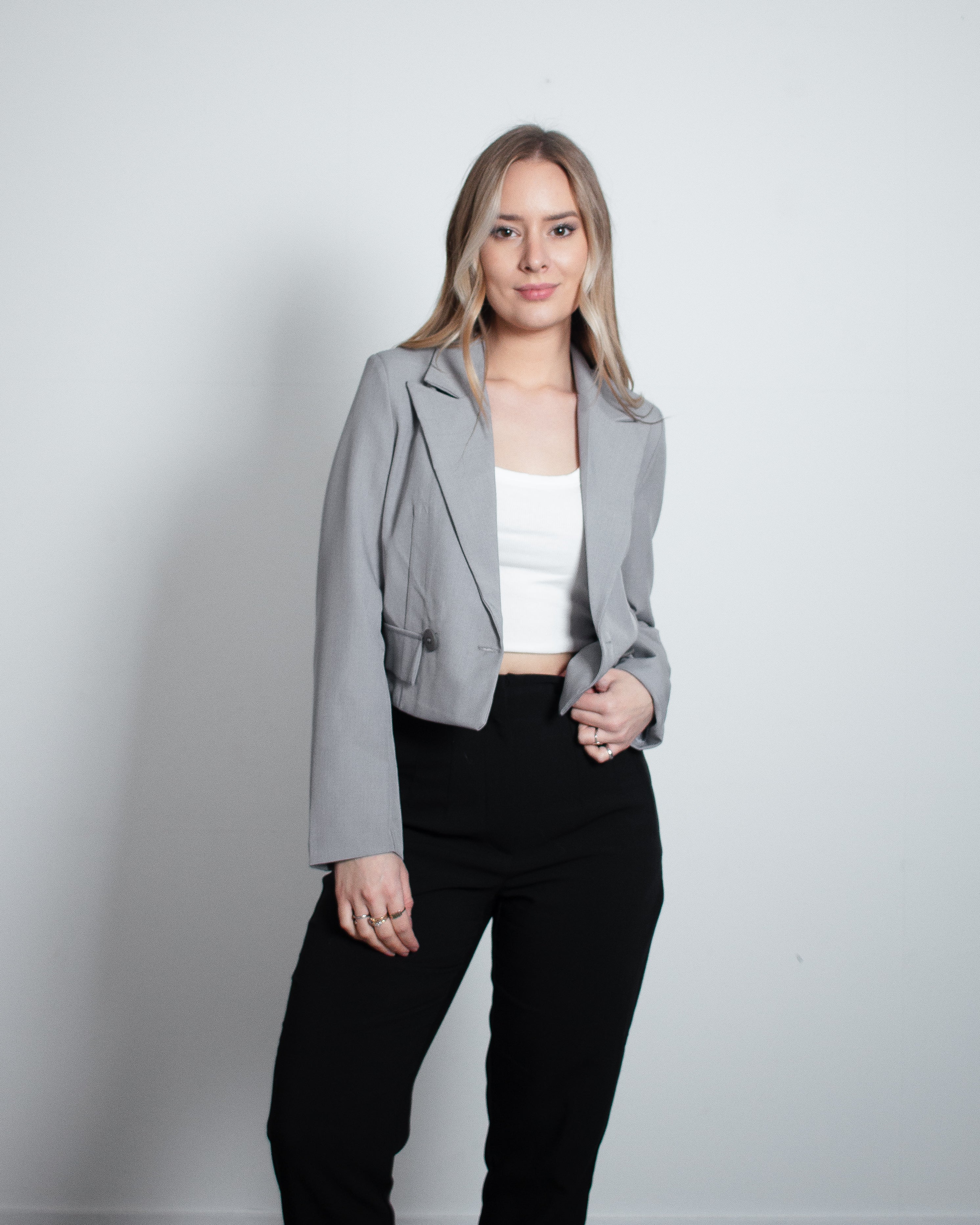 HARUKI Cropped Blazer GREY