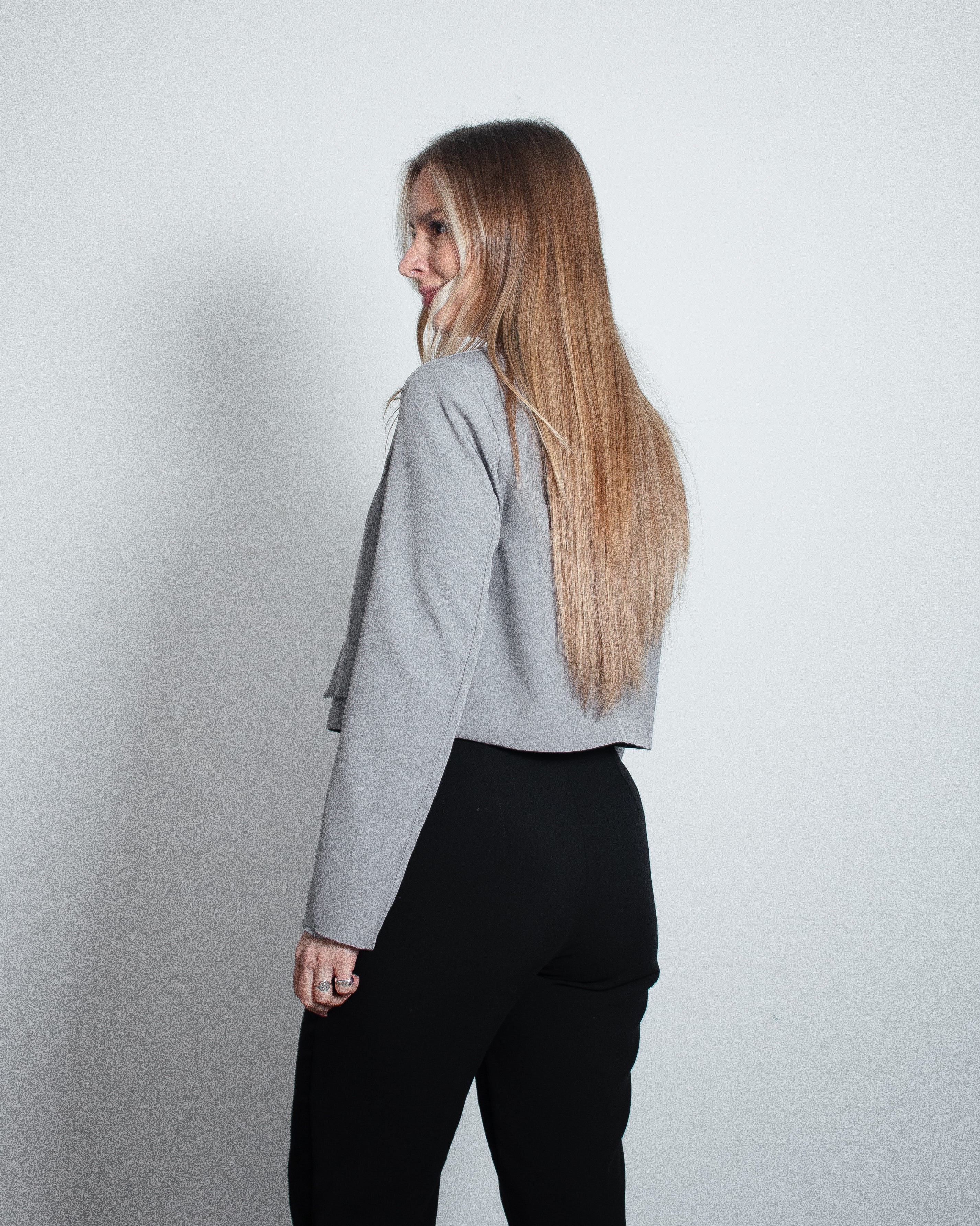 HARUKI Cropped Blazer GREY