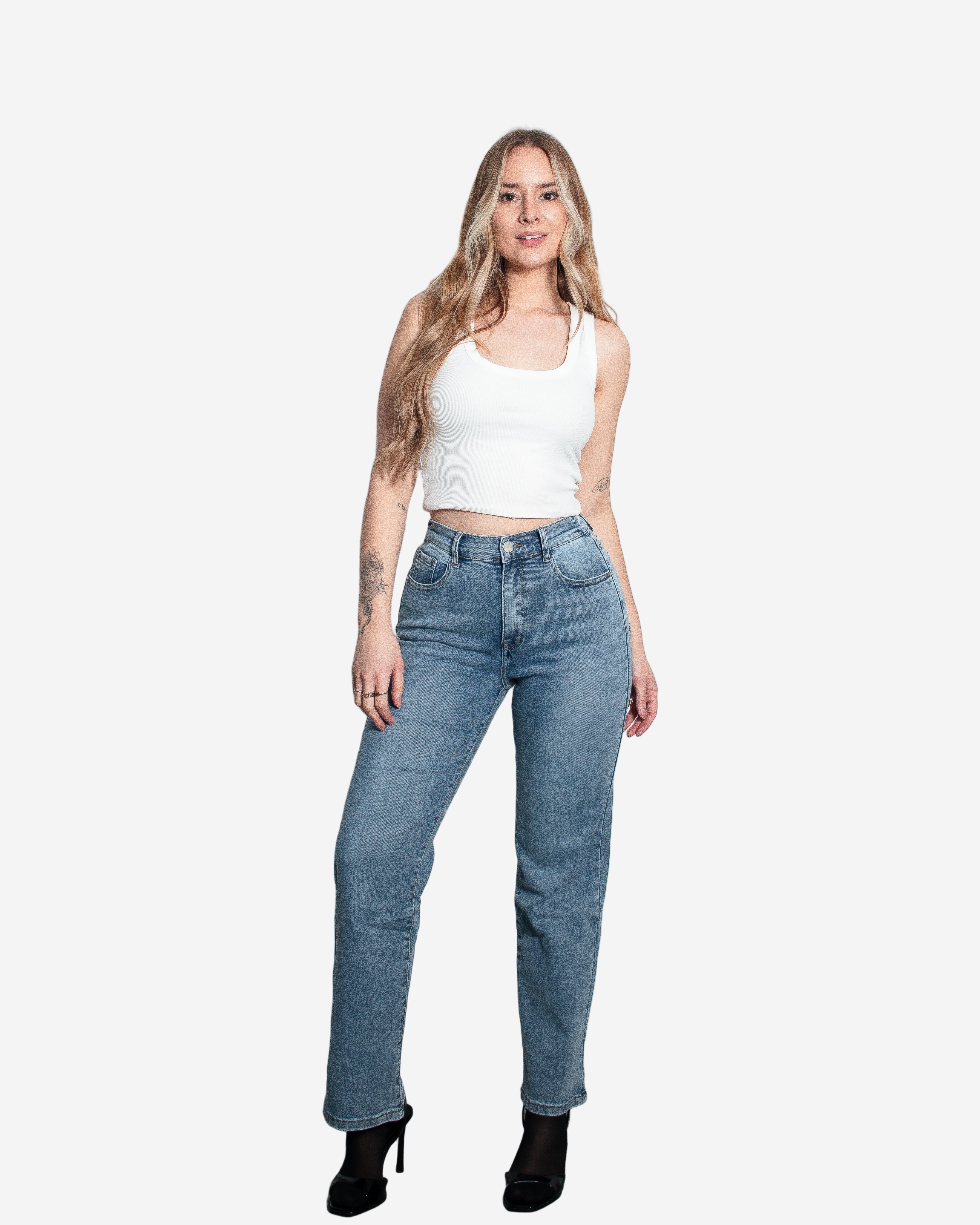SENREN Stretchy Back Wide Leg Jeans