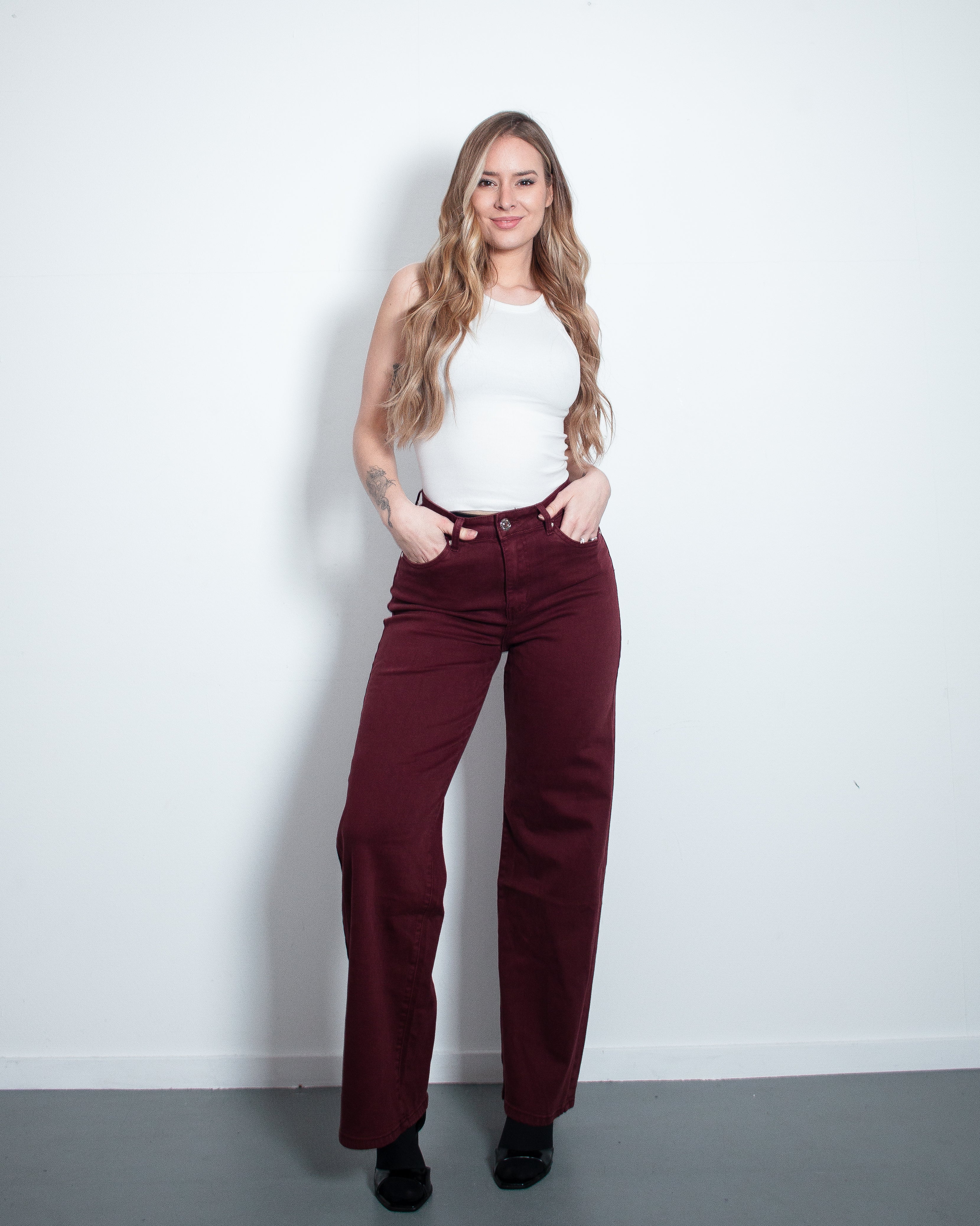 CHIMON Jeans BURGUNDY - INSEAM 78CM