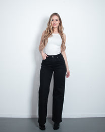 002 - THE BAGGY STRAIGHT LEG STRETCHY Jeans Pure BLACK - IL 78CM | SEISHIKI STUDIO