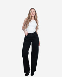 002 - THE BAGGY STRAIGHT LEG STRETCHY Jeans Pure BLACK - IL 78CM | SEISHIKI STUDIO