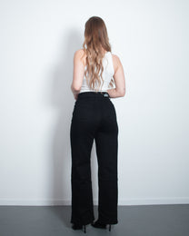 002 - THE BAGGY STRAIGHT LEG STRETCHY Jeans Pure BLACK - IL 78CM | SEISHIKI STUDIO