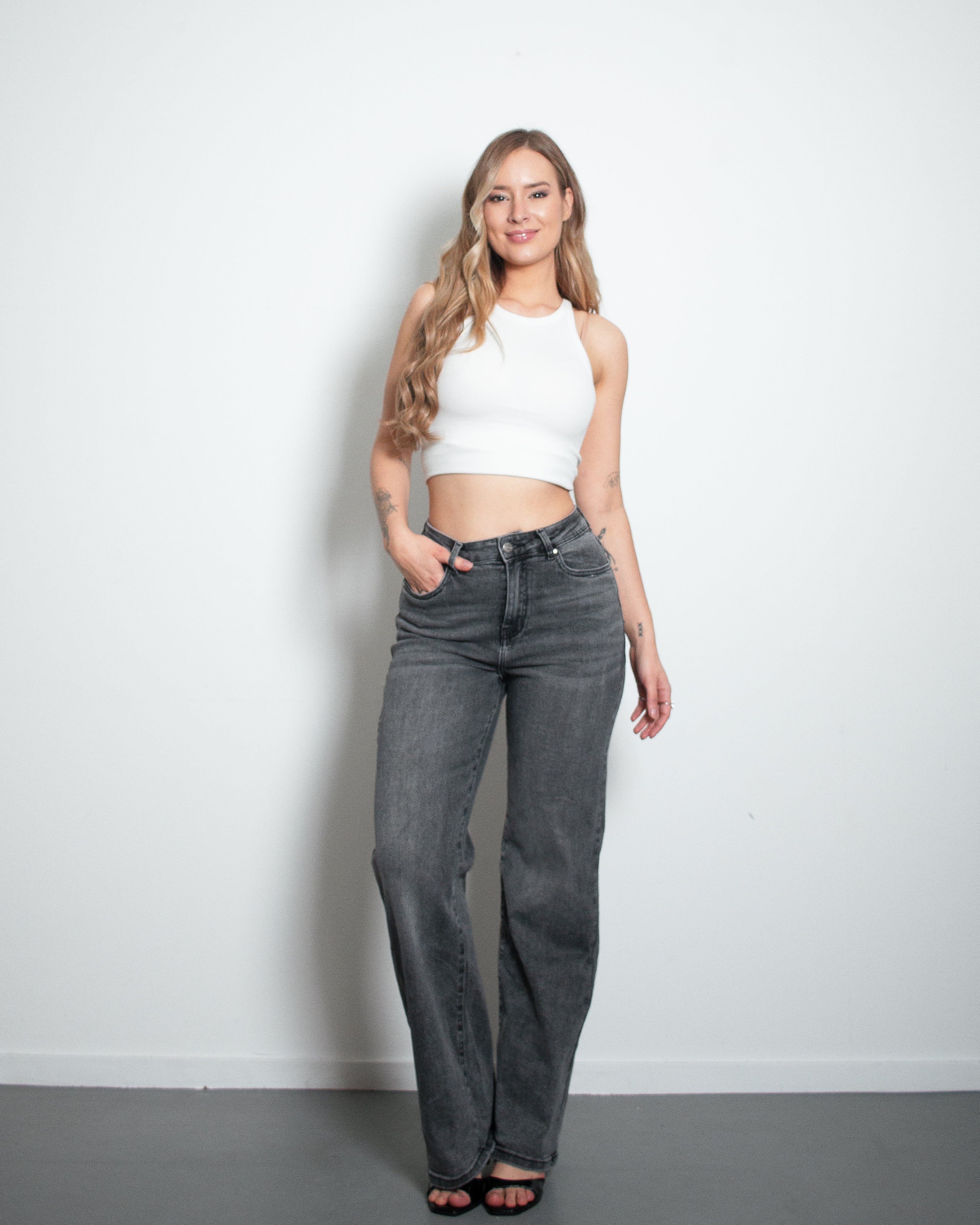 KOTA DARK GREY Wide Leg Jeans - INSEAM 80CM | SEISHIKI STUDIO