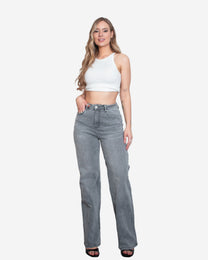 BUTTER FLEX - SUPER STRETCHY SOFT GREY WASH WIDE LEG JEANS - INSEAM 80CM - OTOSU - SEISHIKI STUDIO