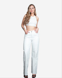 #002 - INSEAM 78CM - THE BAGGY STRAIGHT LEG STRETCHY Jeans WHITE | SEISHIKI STUDIO