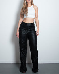 STRETCHY Faux Leather Wide Leg Jeans - INSEAM 80CM | SEISHIKI STUDIO