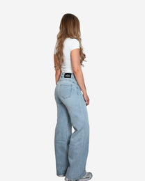 INSEAM 79CM - SUPER STRETCHY LIGHT WASH Wide Leg JEANS WITH HEART SEAMS | SEISHIKI STUDIO