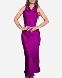 Elegant Silky OPEN BACK Special Occasion Dress PURPLE | SEISHIKI STUDIO