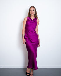 Elegant Silky OPEN BACK Special Occasion Dress PURPLE | SEISHIKI STUDIO