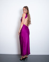 Elegant Silky OPEN BACK Special Occasion Dress PURPLE | SEISHIKI STUDIO