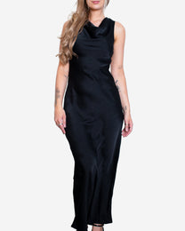 Elegant Silky OPEN BACK Special Occasion Dress BLACK | SEISHIKI STUDIO