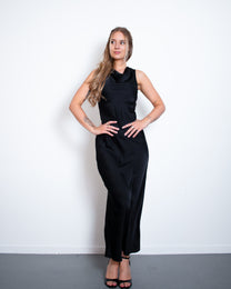 Elegant Silky OPEN BACK Special Occasion Dress BLACK | SEISHIKI STUDIO