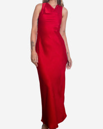 Elegant Silky OPEN BACK Special Occasion Dress RED | SEISHIKI STUDIO