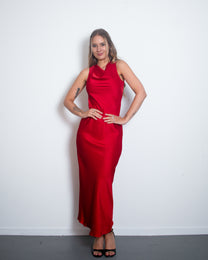 Elegant Silky OPEN BACK Special Occasion Dress RED | SEISHIKI STUDIO