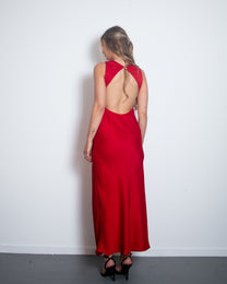 Elegant Silky OPEN BACK Special Occasion Dress RED | SEISHIKI STUDIO