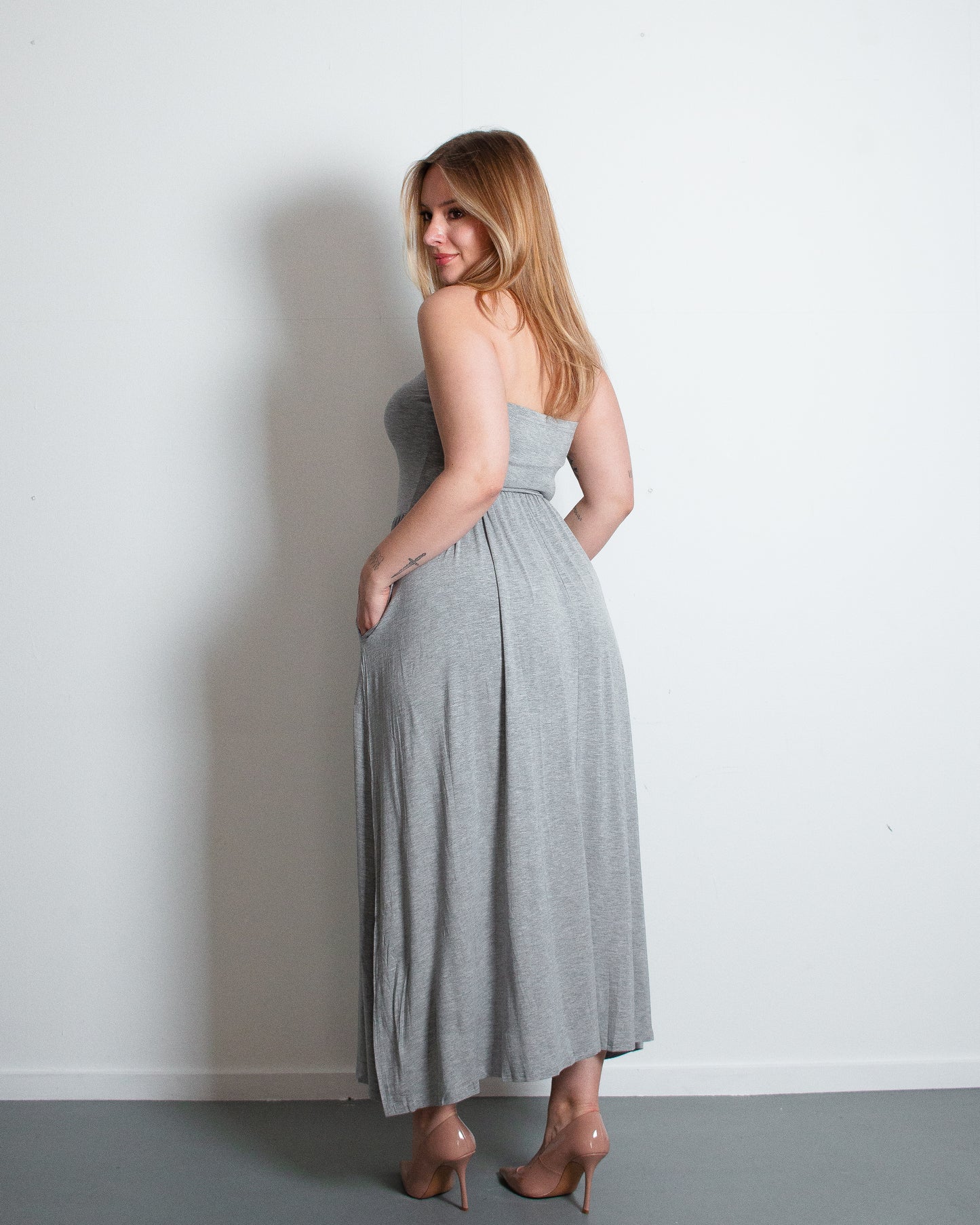 SUTORETCHI STRAPLESS Dress GREY