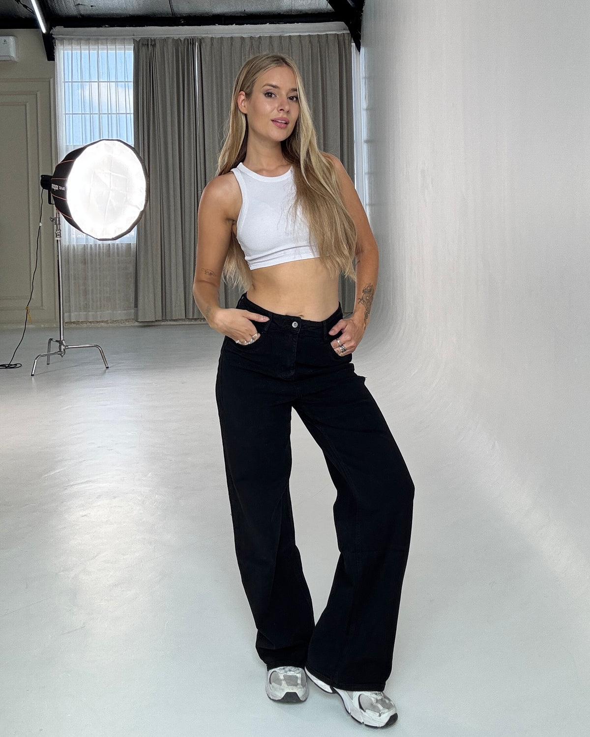 INSEAM 78CM - STRETCHY EXTRA THICK Wide Leg JEANS BLACK - INSEAM 78CM | SEISHIKI STUDIO