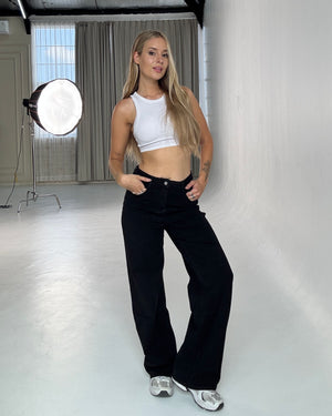 MEGAMI Wide Leg JEANS BLACK - IL 78CM
