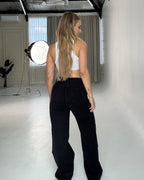 MEGAMI Wide Leg JEANS BLACK - INSEAM 78CM