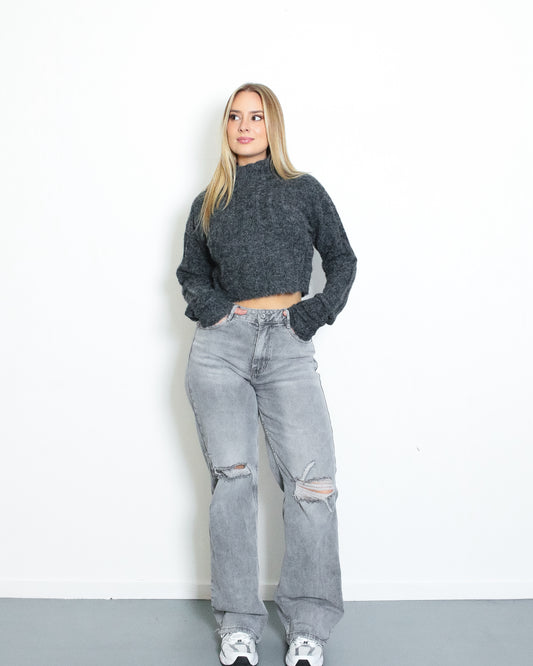 KANATA Cropped Sweater DARK GREY