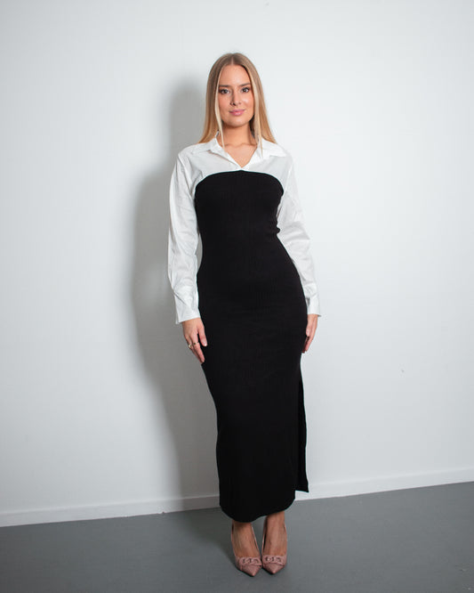 SHIKKU Dress BLACK/WHITE