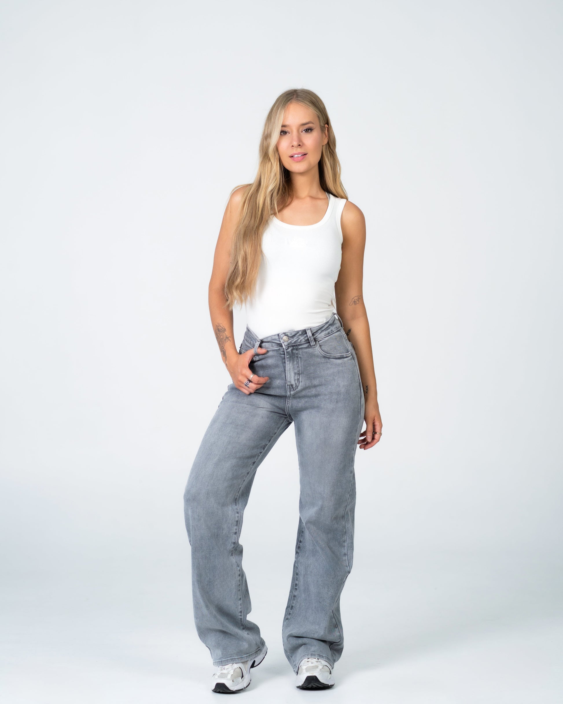 MAINICHI Wide Leg Jeans GREY - IL 79CM