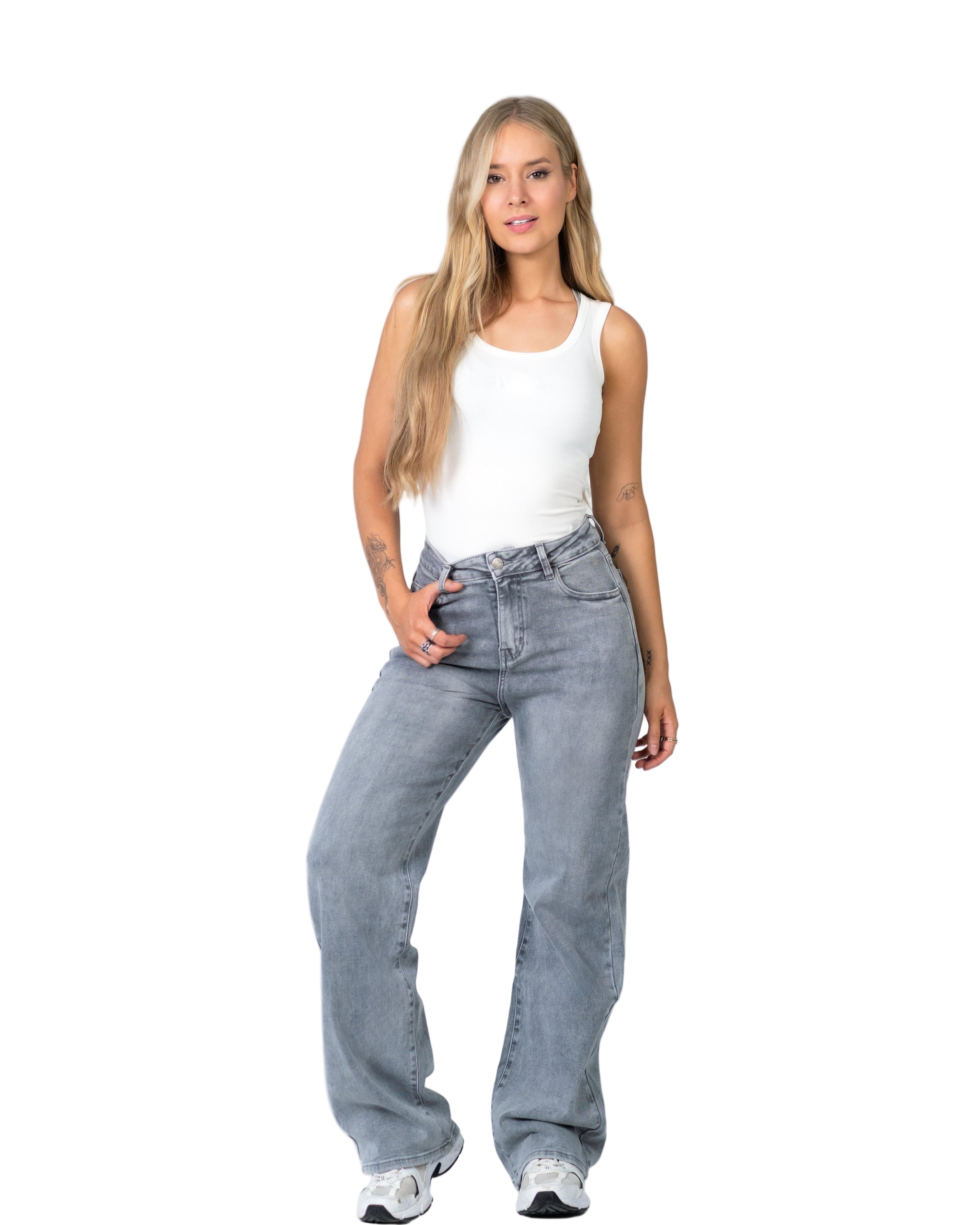 MAINICHI Wide Leg Jeans DARK GREY - IL 79CM