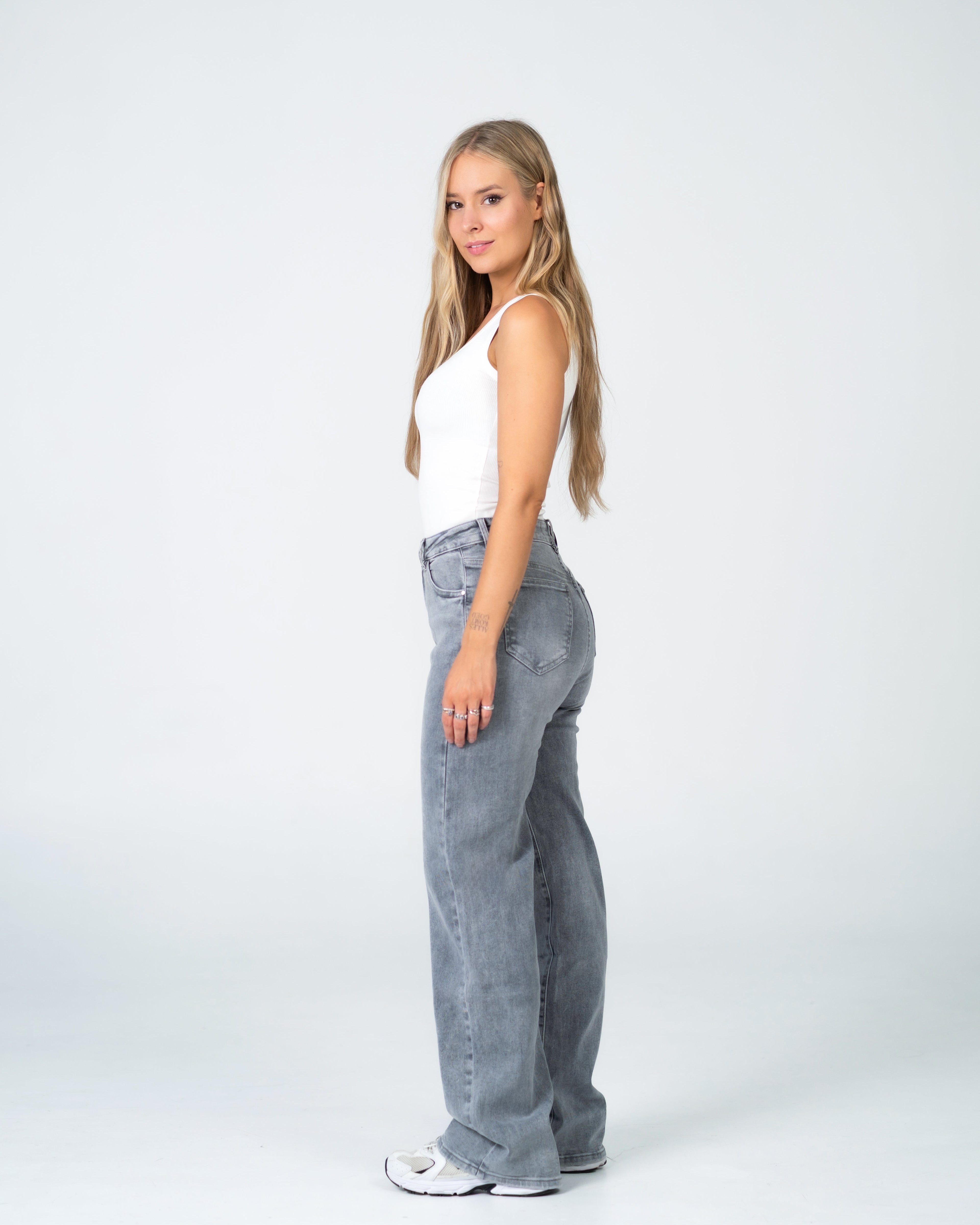 MAINICHI Wide Leg Jeans DARK GREY - IL 79CM