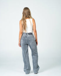 003 - THE SUPER STRETCHY WIDE LEG JEANS GREY - INSEAM 79CM - SEISHIKI STUDIO