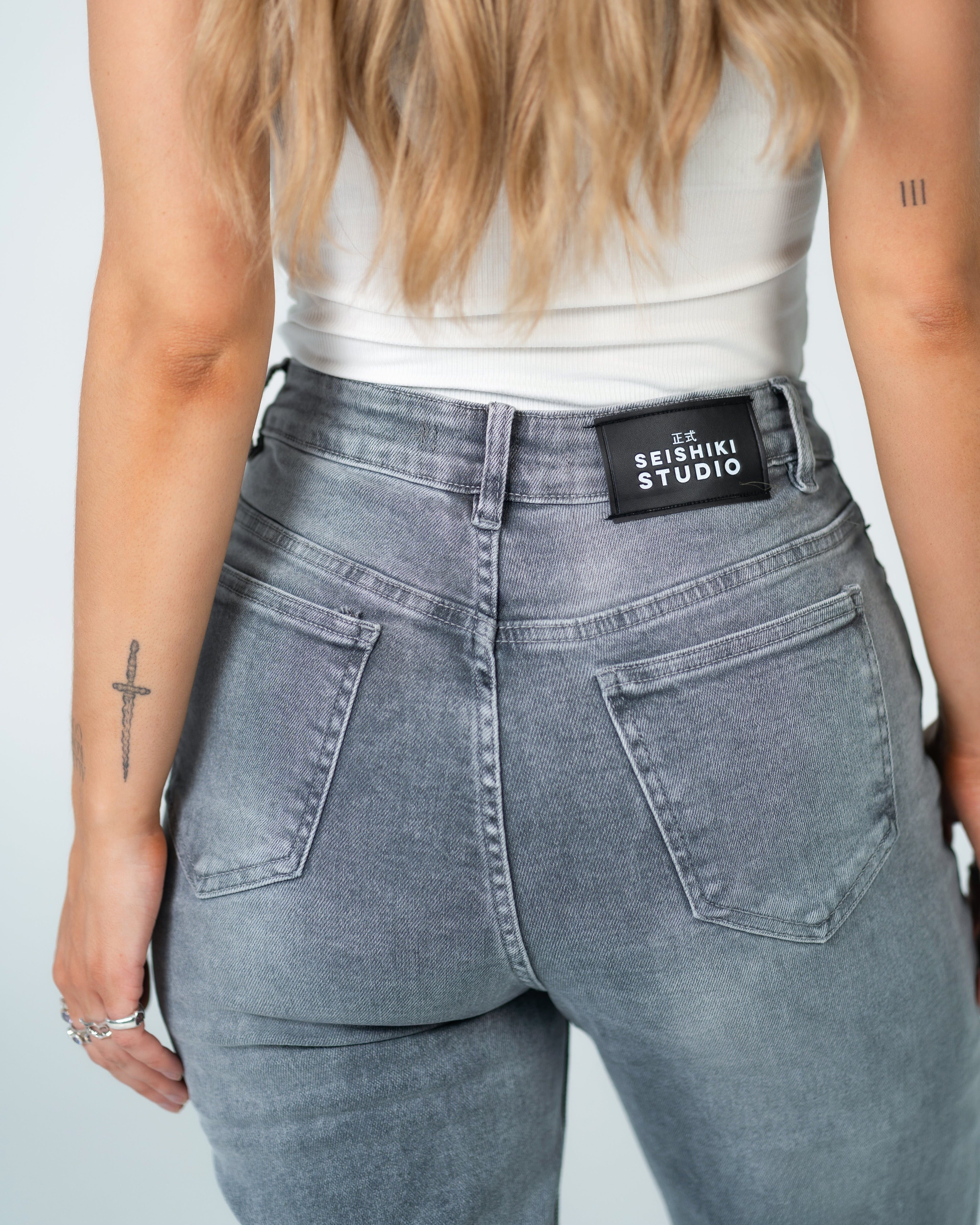 MAINICHI Wide Leg Jeans DARK GREY - IL 79CM