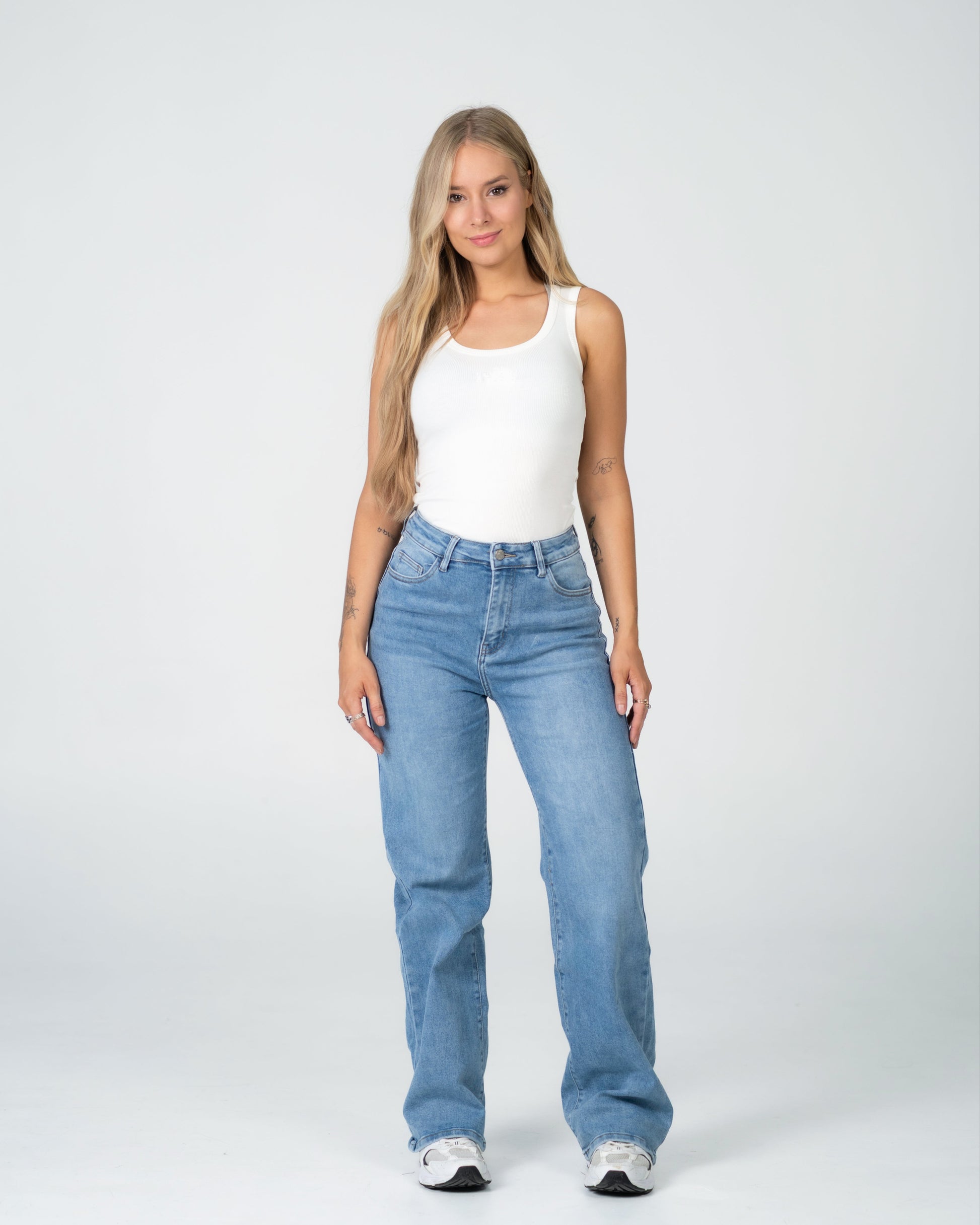 MAINICHI Wide Leg Jeans BLUE - INSEAM 79CM