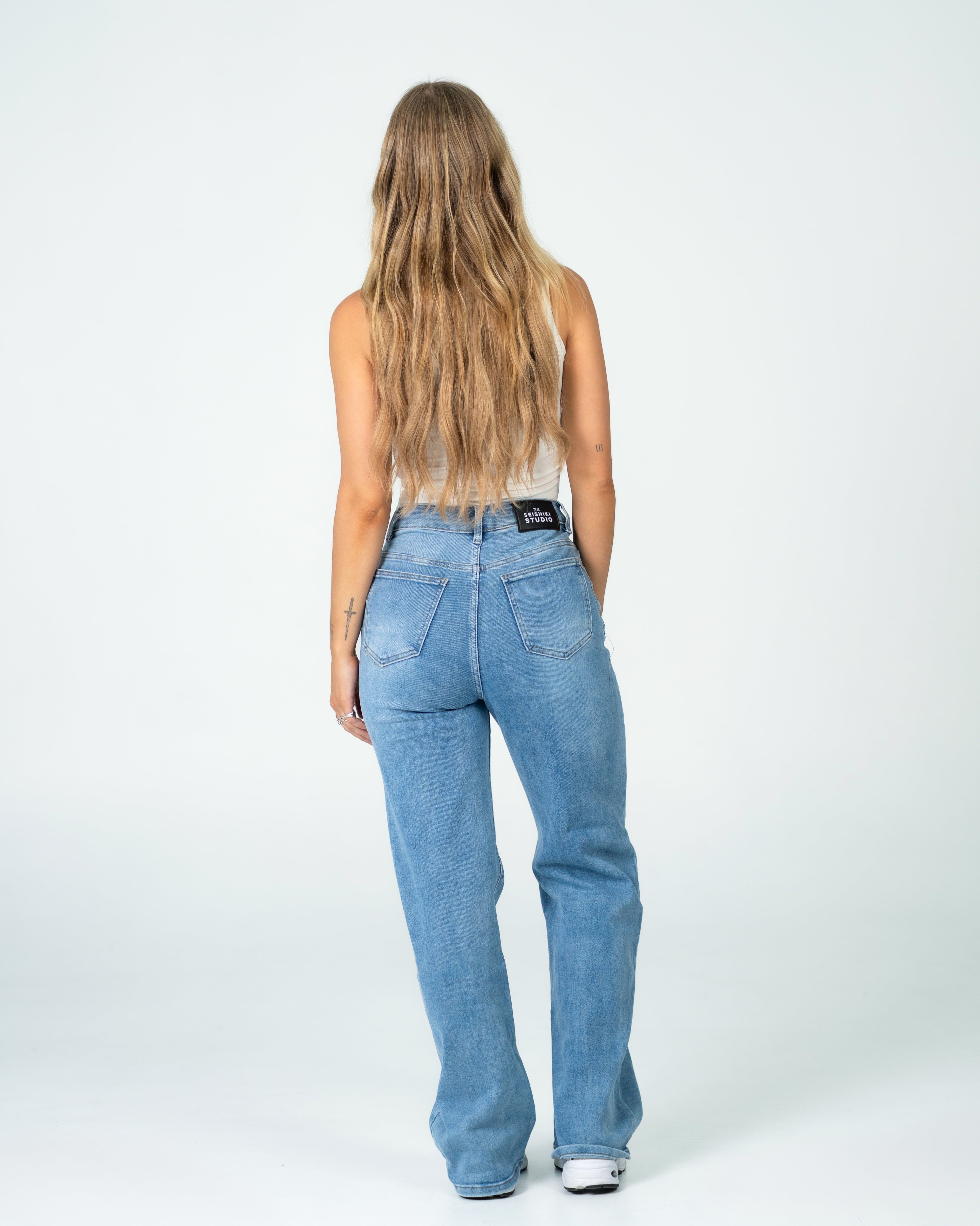 MAINICHI Wide Leg Jeans BLUE - INSEAM 79CM