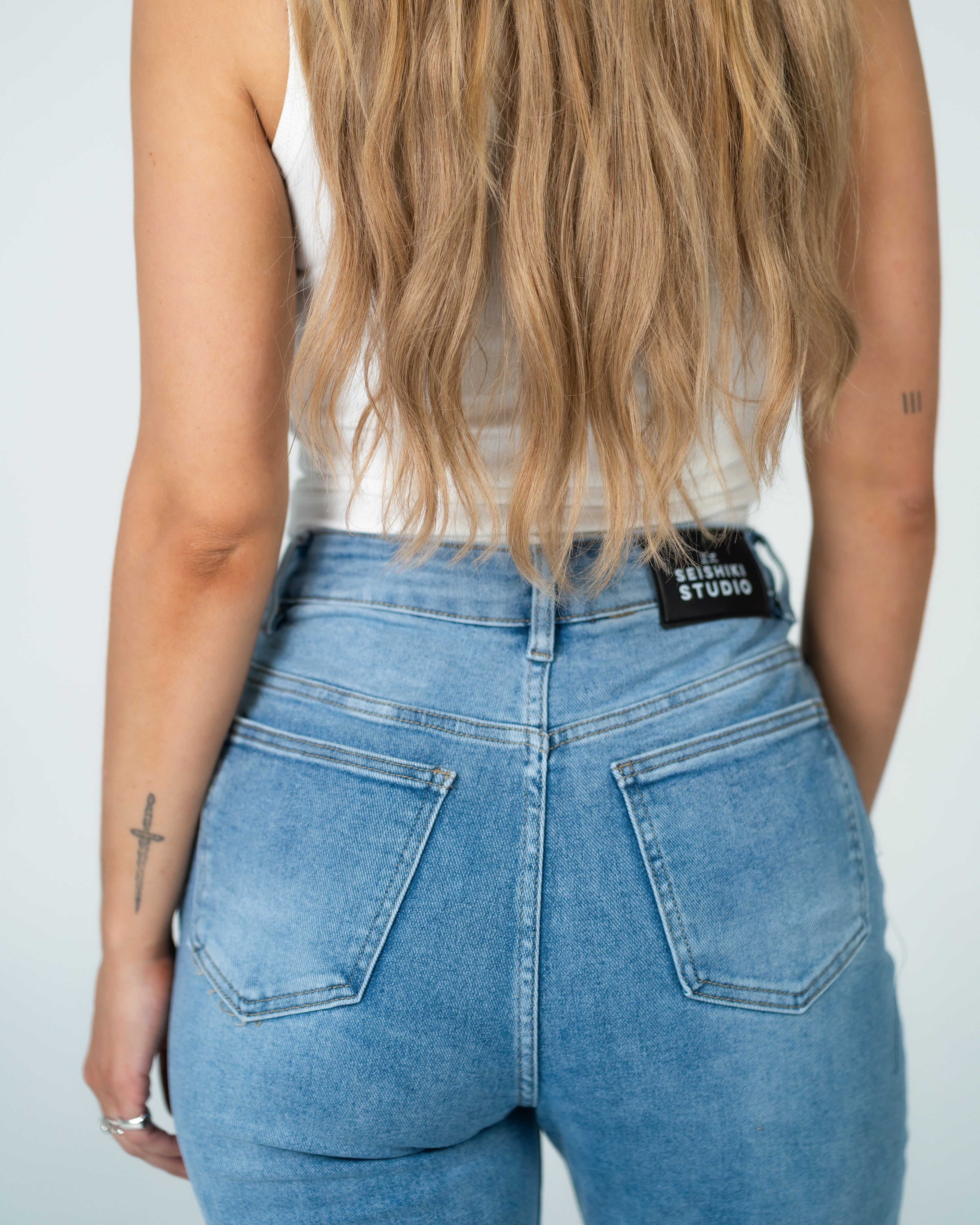 MAINICHI Wide Leg Jeans BLUE - INSEAM 79CM